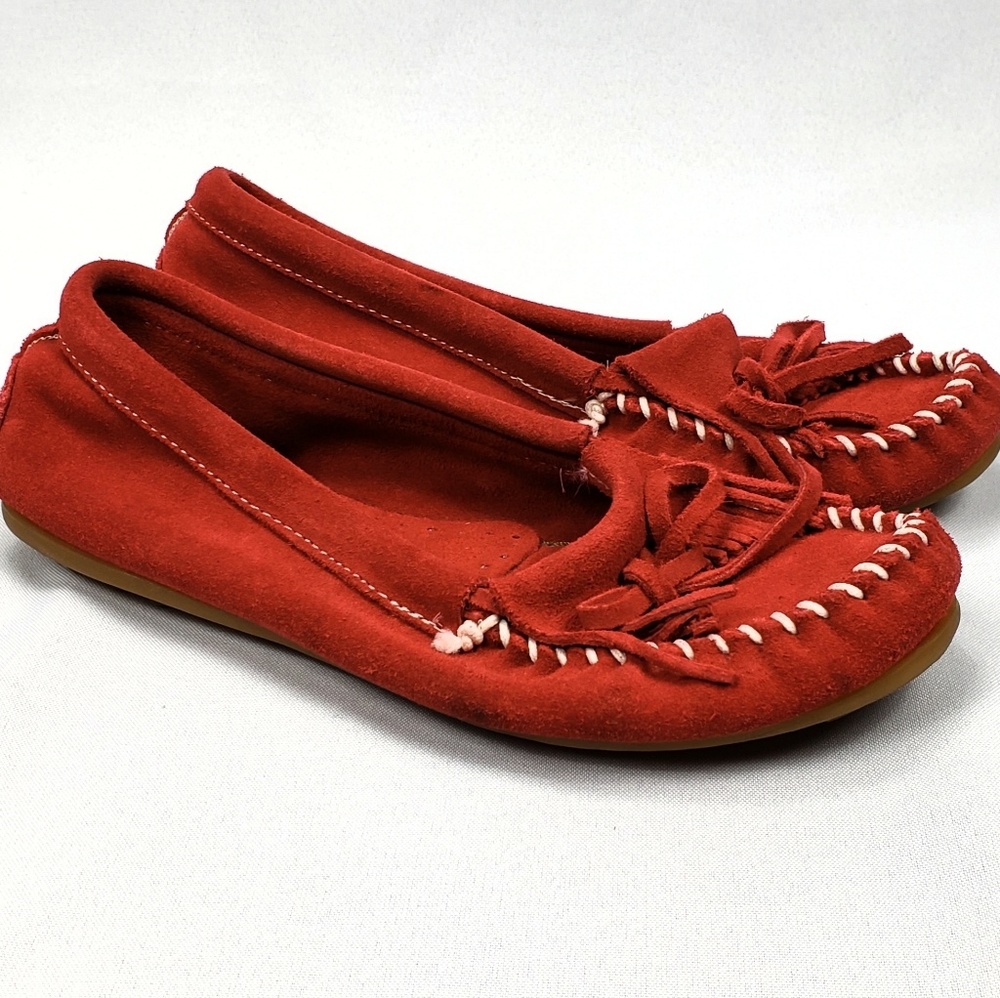 Womens Minnetonka Newport Moc Red Shoes